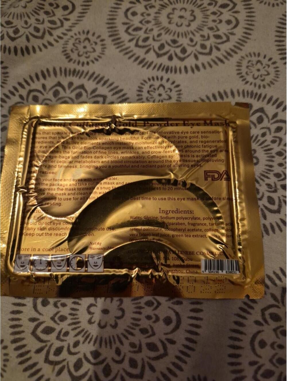 Crystal Collagen Gold Powder Eye Mask 24K Gold Pads for Dark Circles & Hydration - Picture 2 of 3